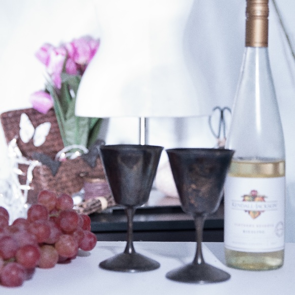 2 Vintage Plate E.P. Copper Wine Goblets - Picture 2 of 4